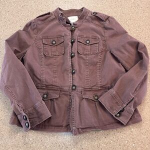 Women's LOFT Size Large Petit, Brown, Button Down